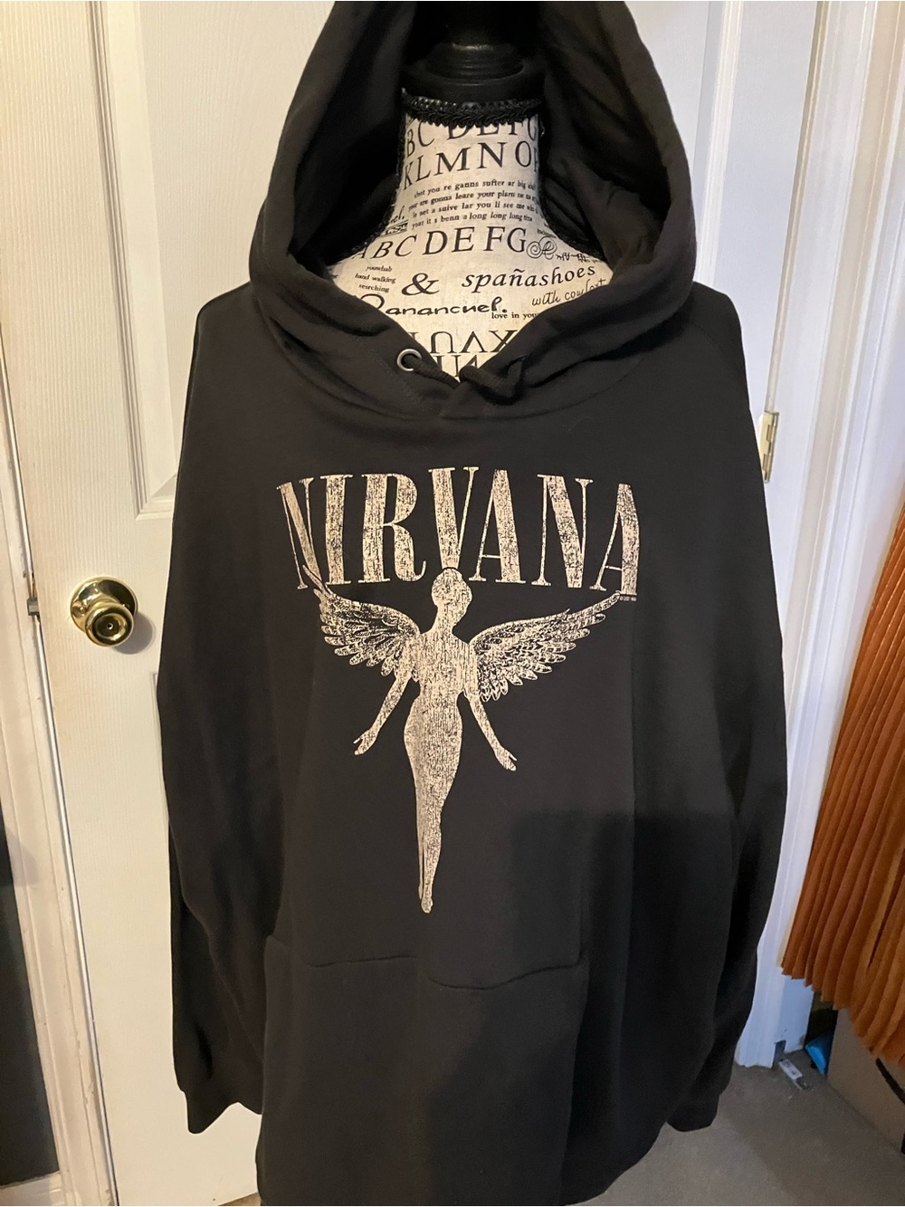 NIRVANA Black Pullover Hoodie with Subtle Tag Detail